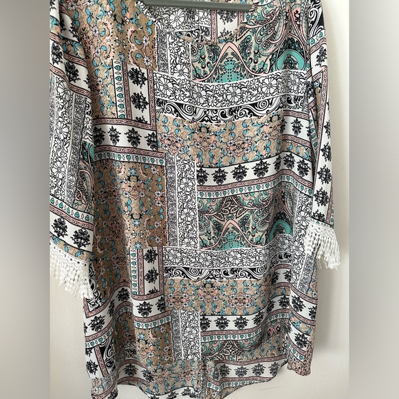 (B32)Cato | Boho Floral Patch Work Top - Picture 4 of 7